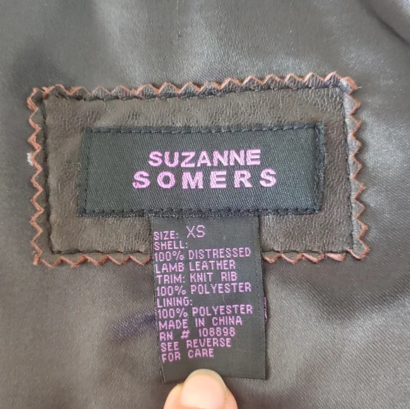 Suzanne Somers Lamb Leather Lined Moto Hooded Jacket - Picture 7 of 9